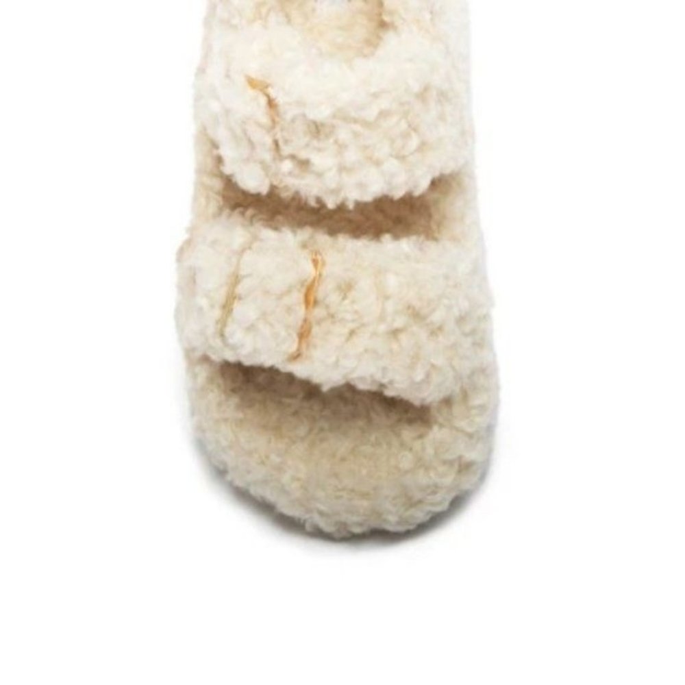 !! NEW !! Teddy Faux Sherpa Sandals in Cream - Picture 2 of 4